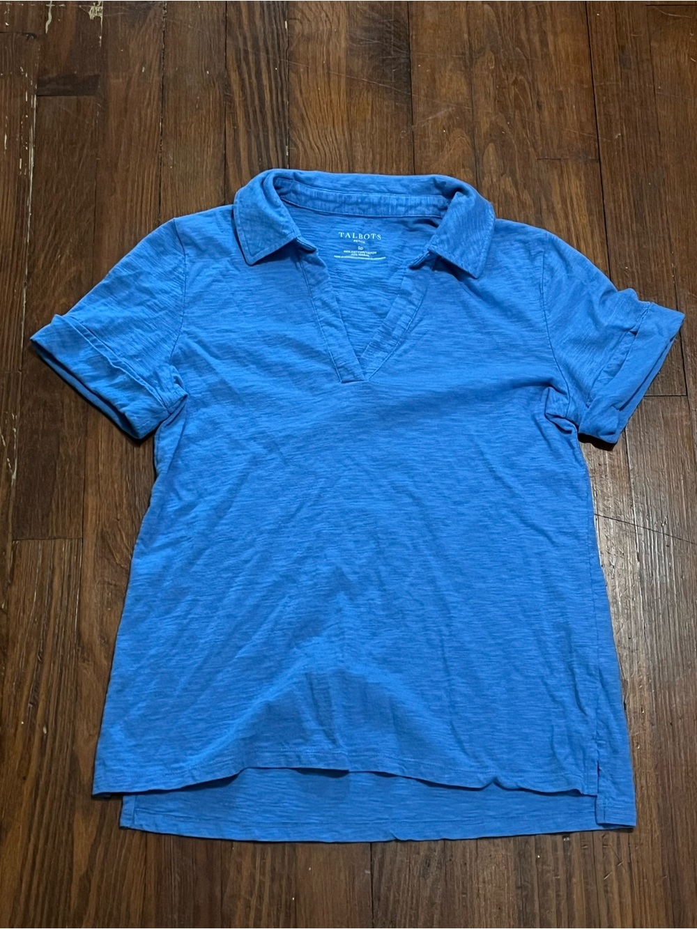 Talbots Ocean Blue Women’s Polo V-Neck Short Sleeve Shirt